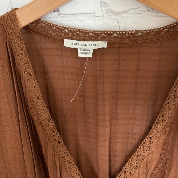 NWOT American Eagle Brown Tiered Wrap Dress size XS - Picture 8 of 9